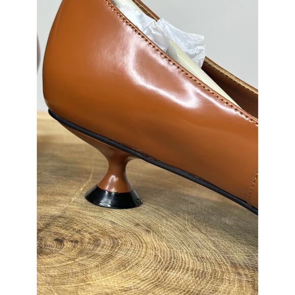 GiaoDeen Women’s Leather Kitten Pointed Toe Stiletto Mid Heel Pumps - Picture 7 of 11